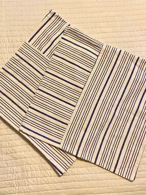 Striped Blue and Cream Pillow Covers